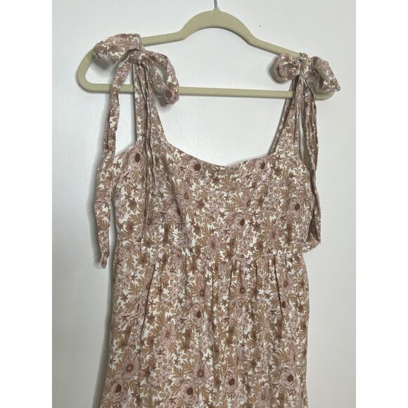 House of Harlow 1960 Floral Tie Strap Linen Blend Tiered Boho Maxi Dress Sz L - Picture 10 of 10